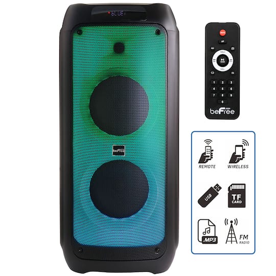 beFree Sound 8" Wireless Rechargeable Bluetooth Party Speaker With LED Illuminating Lights
